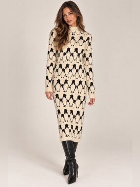 Home Store Penguin Embellished Knit Sweater Dress – S